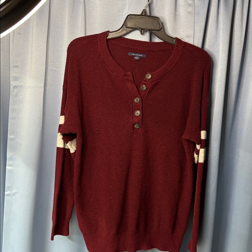 American Eagle Outfitters Maroon Button-Up Sweater
